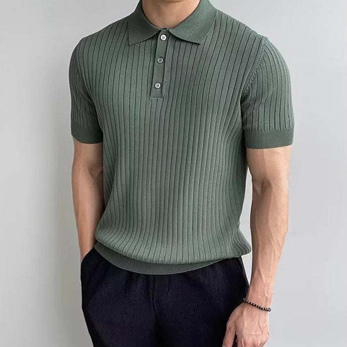 TEXTURED COTTON POLO FOR MEN