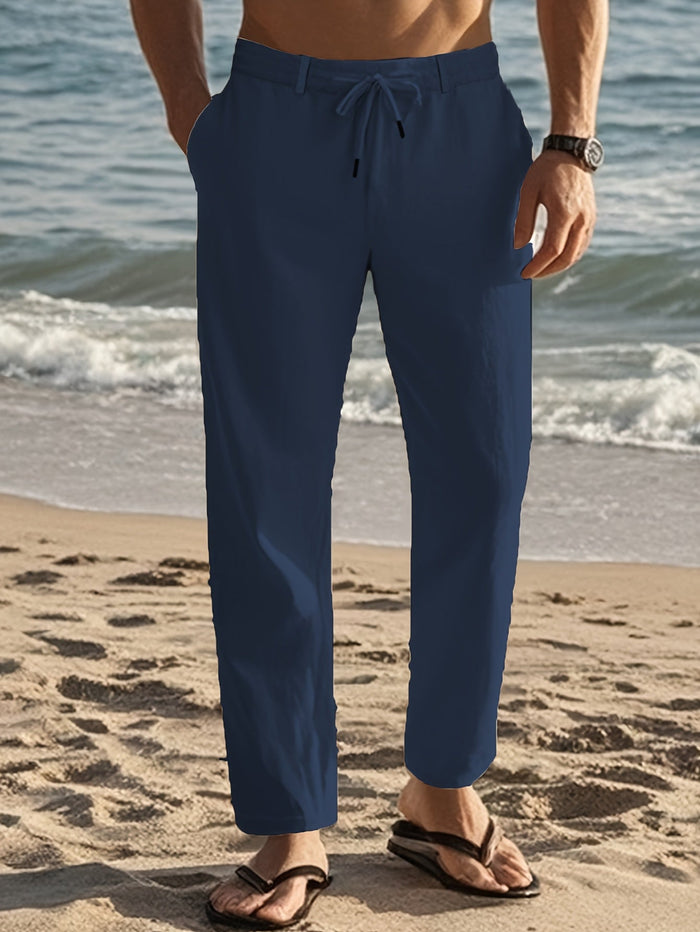 LINEN DRAWSTRING TROUSERS FOR MEN