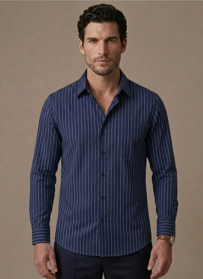 Men's Cotton Striped Shirt – Classic Button-Up | Areleon