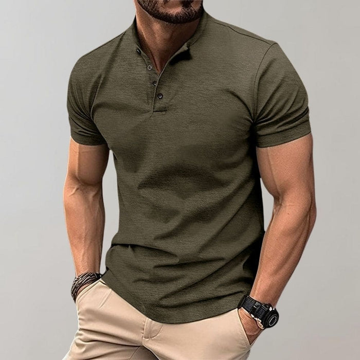 TEXTURED BUTTON PLACKET POLO SHIRT FOR MEN