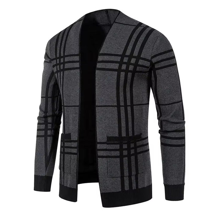 CHECKERED KNIT CARDIGAN FOR MEN