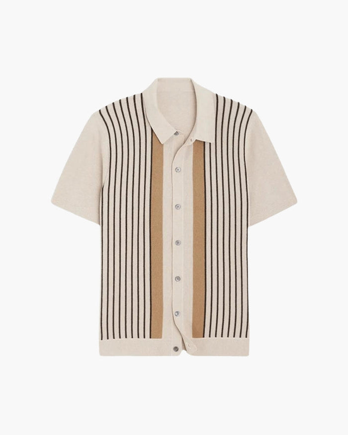 Contrast Vertical Stripe Knit Polo