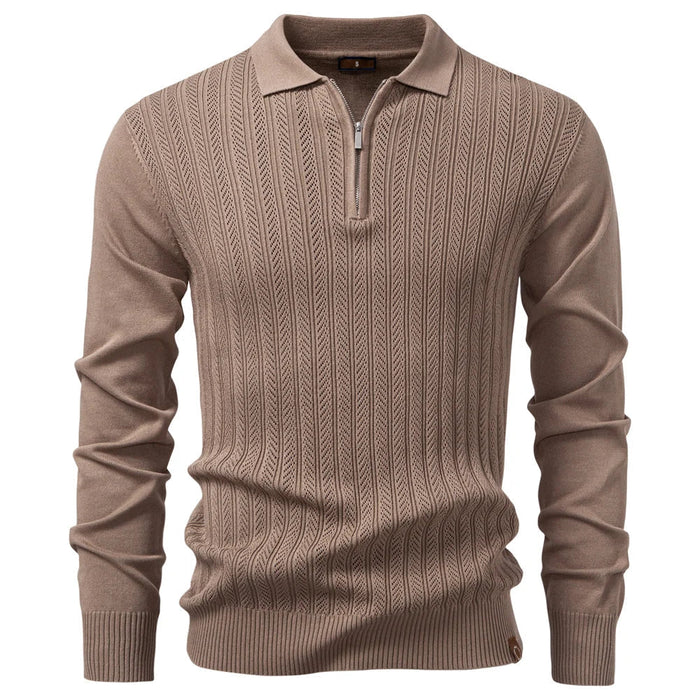 TEXTURED ZIPPER POLO FOR MEN