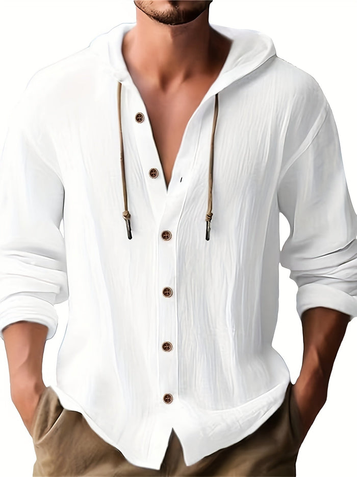 HOODED LINEN SHIRT FOR MEN