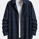 Long Sleeve Plaid Shirt with Pocket