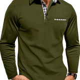 Men's Long Sleeve Polo with Check Collar