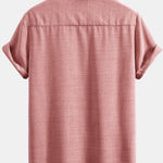 Short Sleeve Stand Collar Shirt & Straight Leg Linen Pants Set