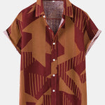 Line Geometry Print Button Up Shirt