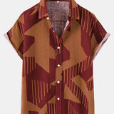 Line Geometry Print Button Up Shirt