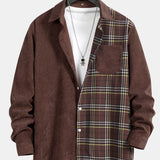 Corduroy Plaid Patchwork Shirt