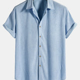 Corduroy Button Up Short Sleeved Shirt