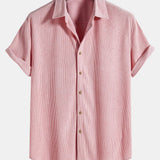 Corduroy Button Up Short Sleeved Shirt