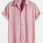 Short-Sleeved Corduroy Shirt & Shorts Set