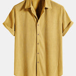 Corduroy Button Up Short Sleeved Shirt