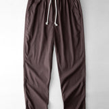 Waffle Stripe Johnny Collar Polo & Straight Leg Linen Pants Set