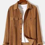 Long Sleeved Corduroy Button Up Shirt with Pockets