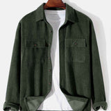 Long Sleeved Corduroy Button Up Shirt with Pockets