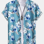 Tropical Floral Print Shirt & Swim Shorts Set