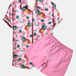 Pineapple Palm Tree Print Shirt & & Swim Shorts Set