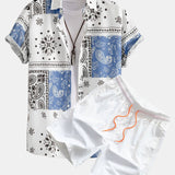 Paisley Print Shirt & Swim Shorts Set