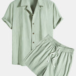 Textured Cotton Revere Shirt & 5" Shorts Set