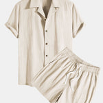 Textured Cotton Revere Shirt & 5" Shorts Set