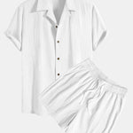 Textured Cotton Revere Shirt & 5" Shorts Set