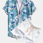 Tropical Floral Print Shirt & Swim Shorts Set