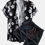 Tropical Floral Print Shirt & Swim Shorts Set