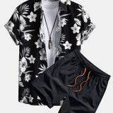 Tropical Floral Print Shirt & Swim Shorts Set
