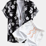 Tropical Floral Print Shirt & Swim Shorts Set
