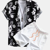 Tropical Floral Print Shirt & Swim Shorts Set