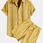 Short-Sleeved Corduroy Shirt & Shorts Set