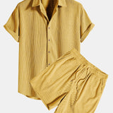 Short-Sleeved Corduroy Shirt & Shorts Set