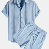Short-Sleeved Corduroy Shirt & Shorts Set