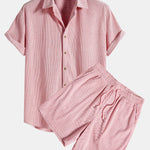 Short-Sleeved Corduroy Shirt & Shorts Set