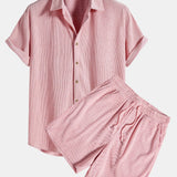 Short-Sleeved Corduroy Shirt & Shorts Set