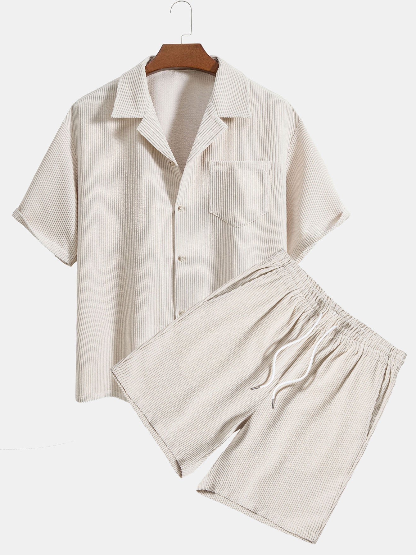 Short Sleeve Corduroy Boxy Shirt & Corduroy Shorts Set