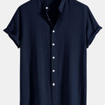 Linen and Rayon Blend Stand Collar Shirt & Linen Pants Set