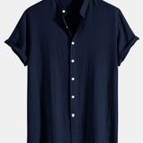 Linen and Rayon Blend Shirt & Linen Cotton Blend Drawstring Shorts Set