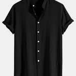 Linen and Rayon Blend Stand Collar Shirt & Wrinkle Textured Pants Set