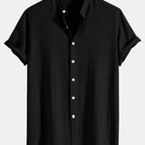 Linen and Rayon Blend Stand Collar Shirt & Linen Pants Set