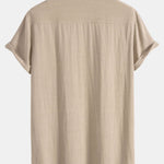 Linen and Rayon Blend Stand Collar Shirt