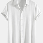 Linen Rayon Blend Shirt & Linen Blend Drawstring 7" Shorts Set