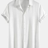 Linen Rayon Blend Shirt & Linen Stripe Straight Leg Pants Set