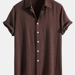 Linen Rayon Blend Shirt & Wrinkle Textured Straight Leg Pants Set