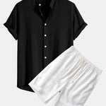 Linen and Rayon Blend Shirt & Linen Cotton Blend 11" Shorts Set