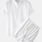 Linen Short Sleeve Shirts & Linen Cotton Blend 11" Shorts Set