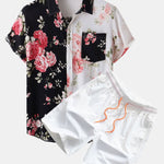 Two Tone Floral Print Shirt & Swim Shorts Set