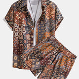 Paisley Patchwork Print Shirt & Shorts Set